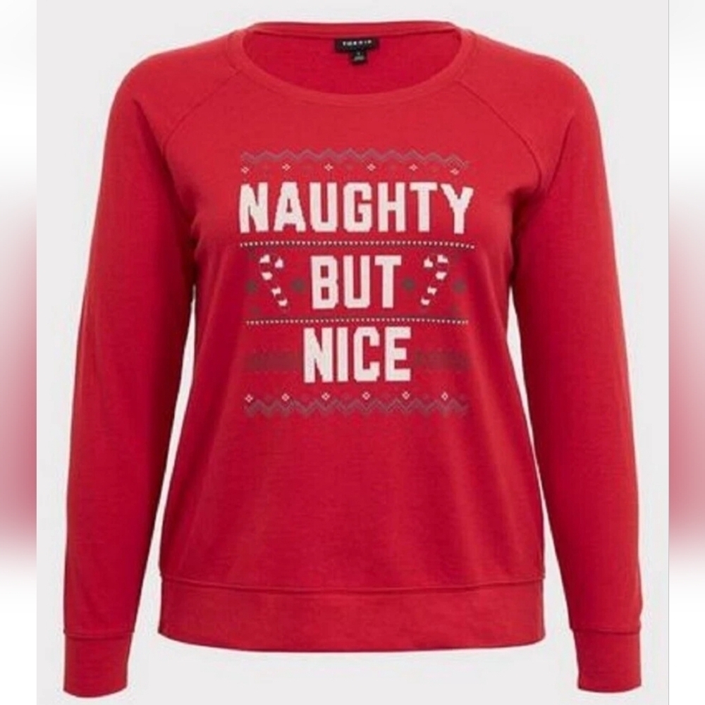 Torrid Naughty But Nice Oversized Wide Neck Red Sweatshirt 3x
